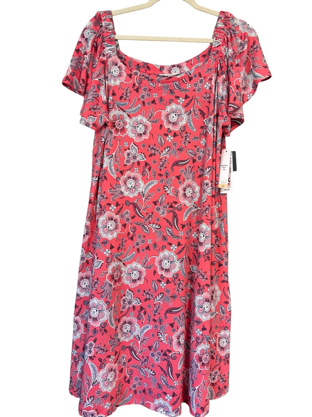 Signature by Robbie Bee NWT
Coral Floral Flowy Mini Dress 
Size 2X